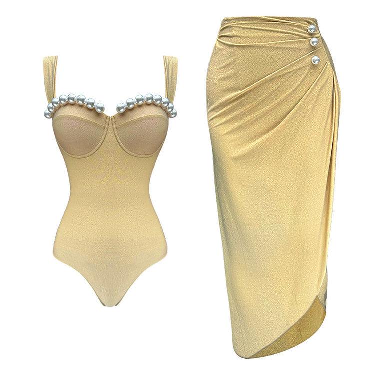 Vionna Halter Neck Pearl Swimsuit