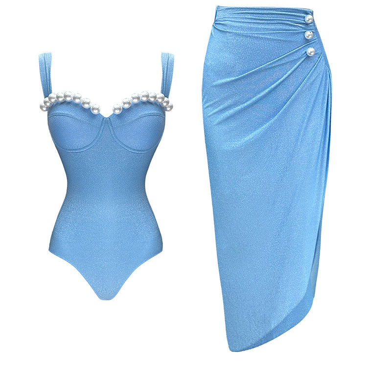 Vionna Halter Neck Pearl Swimsuit