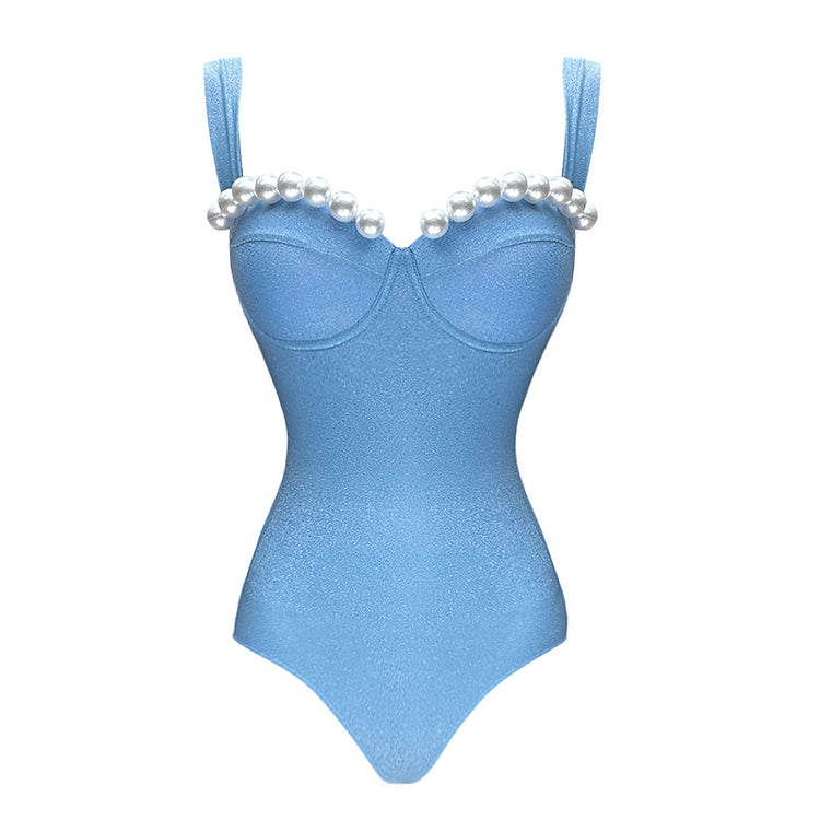 Vionna Halter Neck Pearl Swimsuit