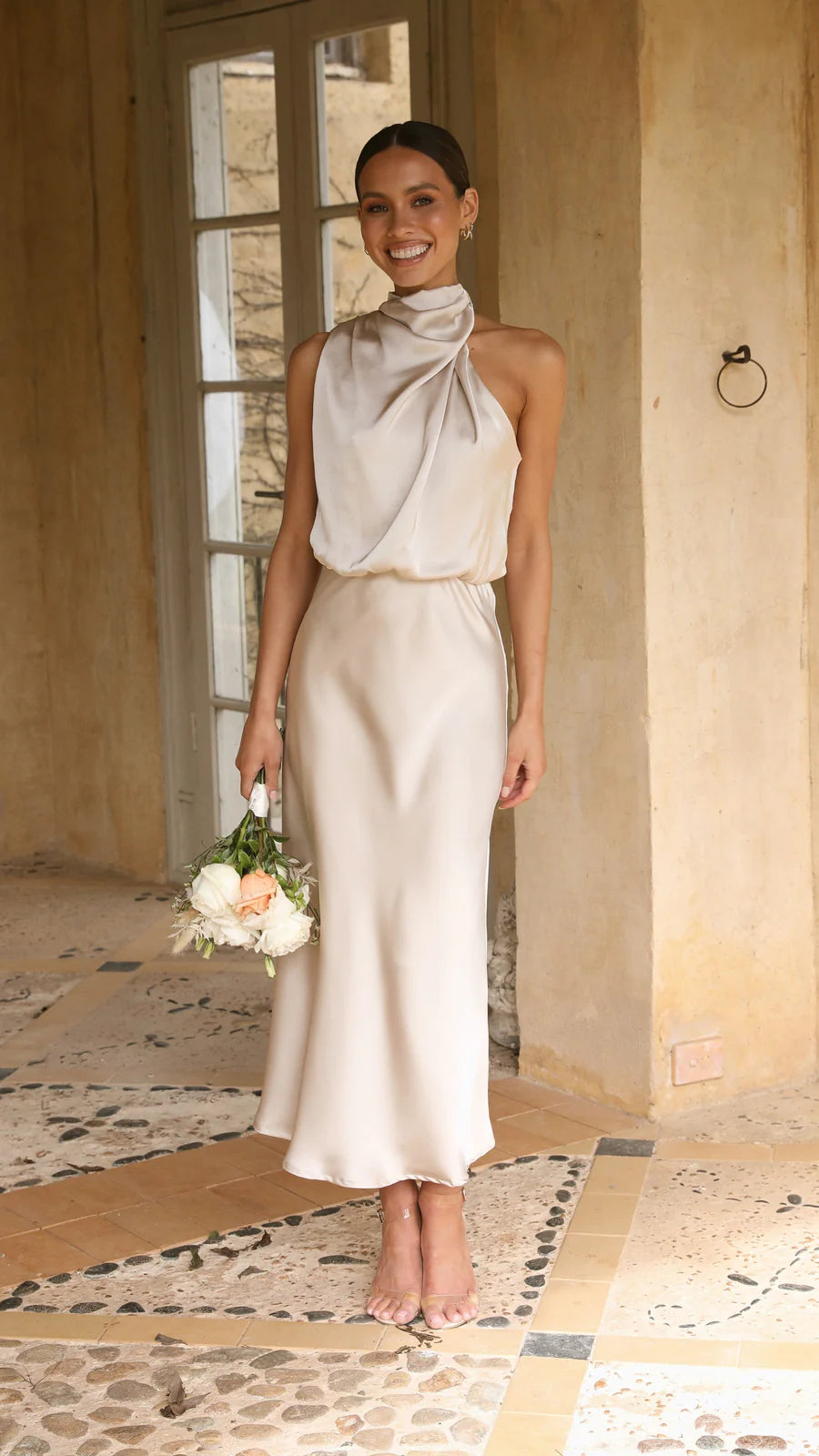 Amara Satin Couture Maxi Dress