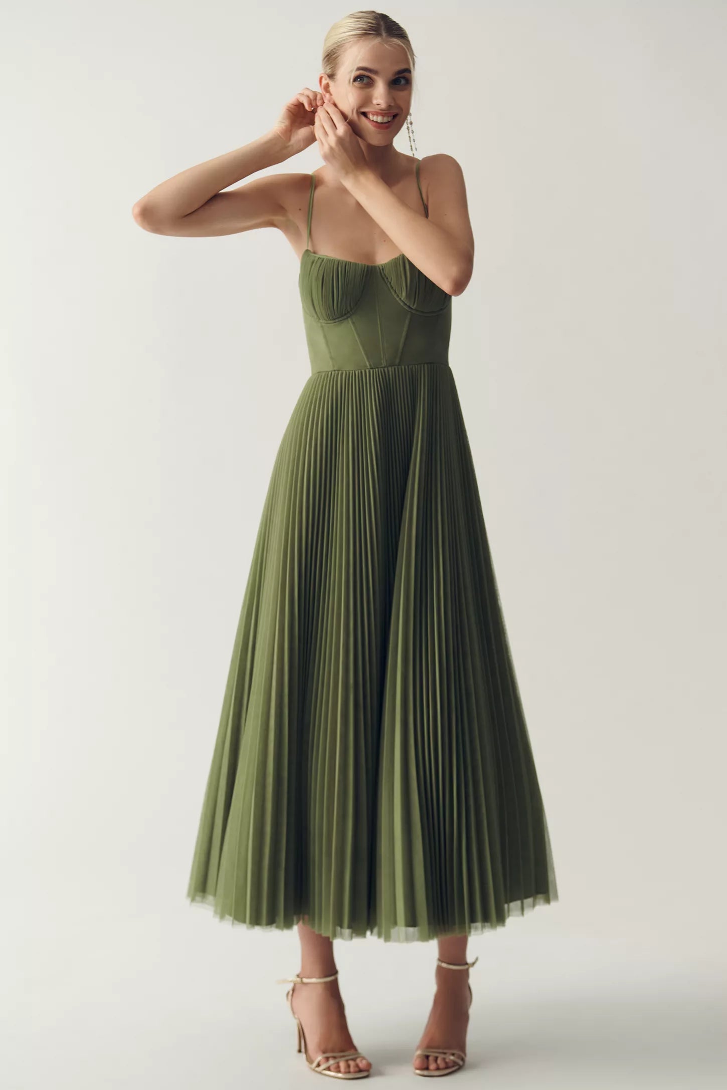 Grace Pleated Tulle Midi Dress