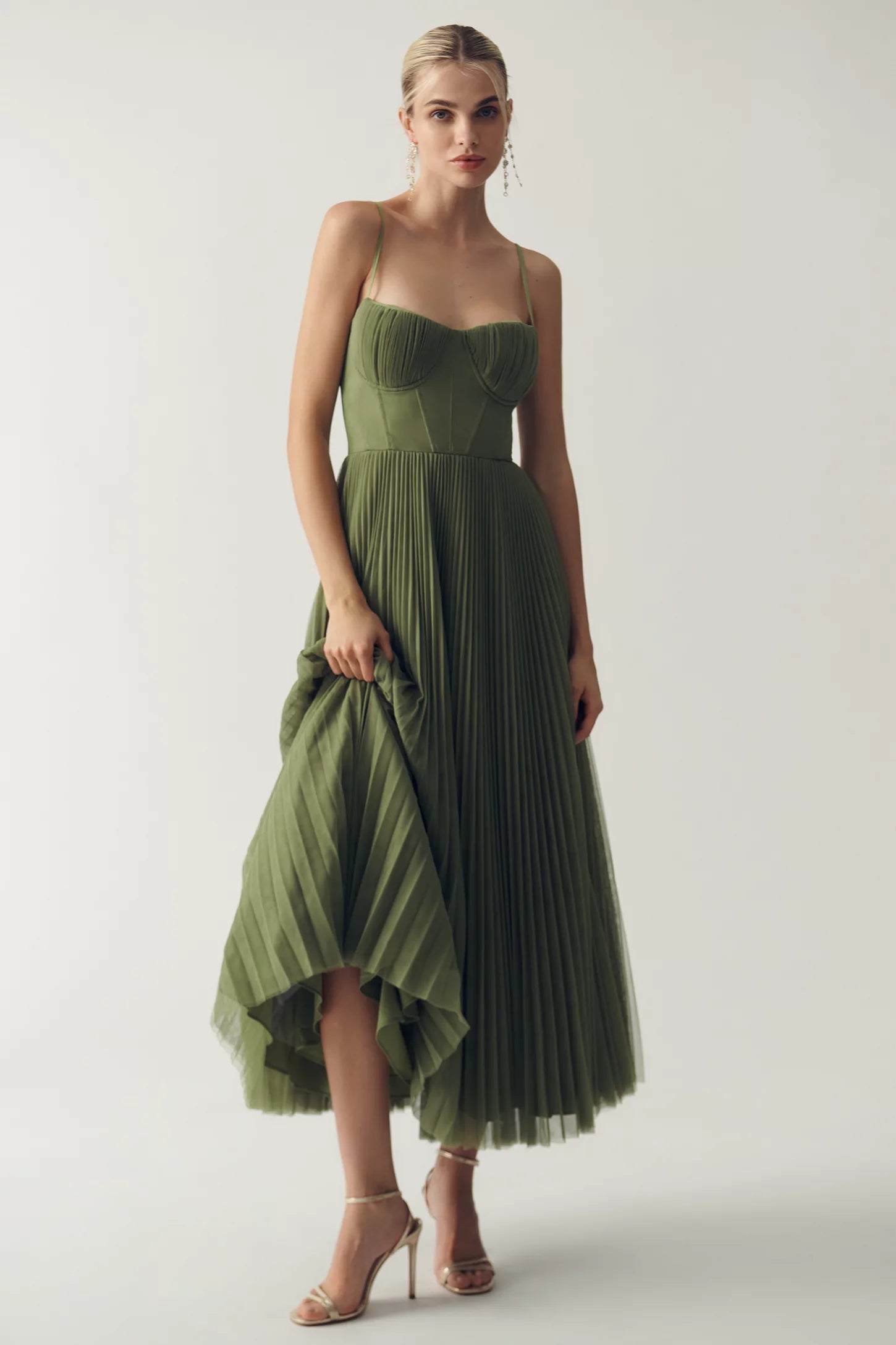 Grace Pleated Tulle Midi Dress